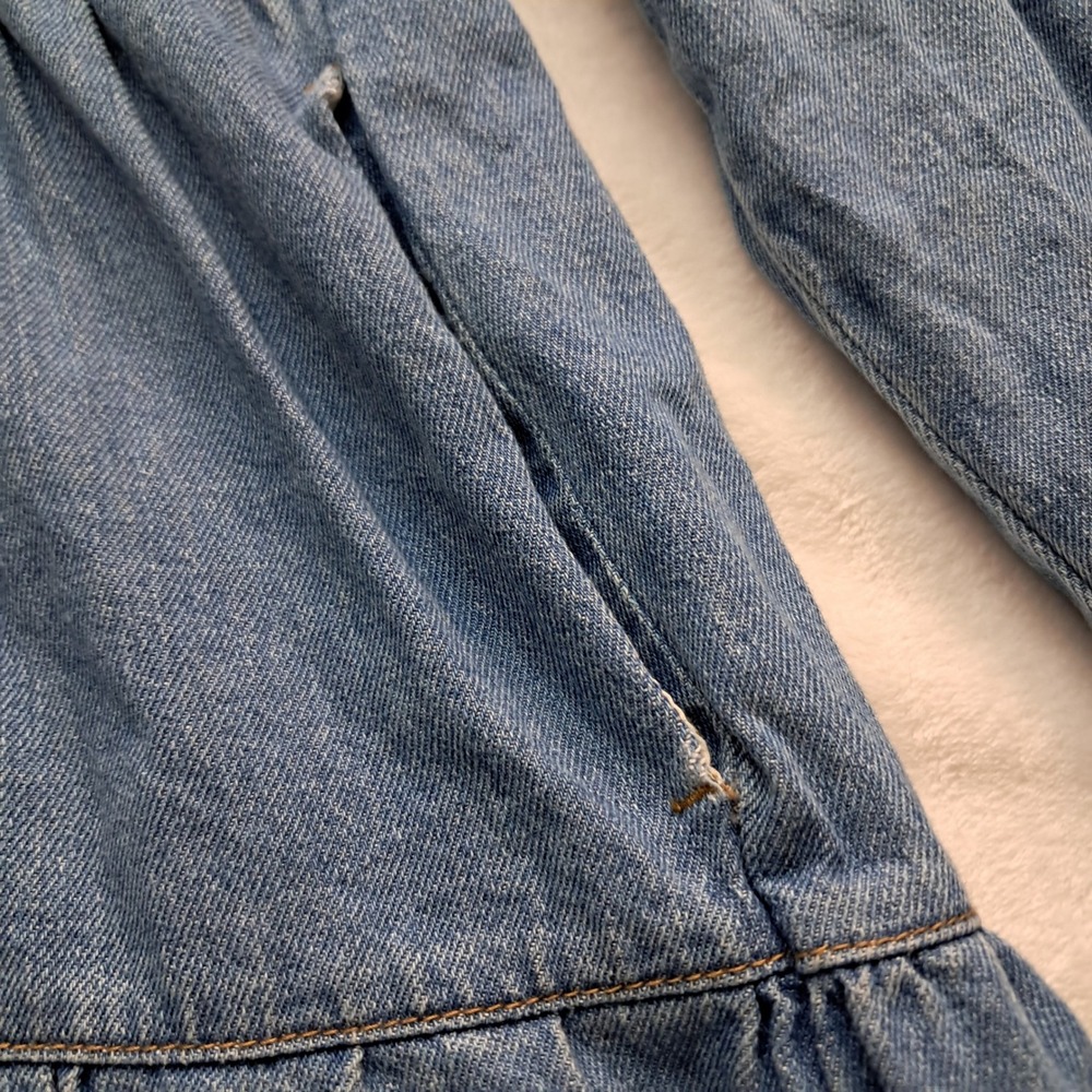 Free People Nicole Denim Shirt Dress Women's Large Blue Tiered Button Up Western - Picture 6 of 10